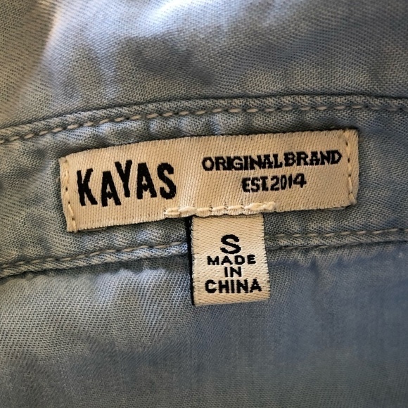 KAYAS DESIGN Shirt Women's Size Small Blue Chambray 100% Tencel Button Up Tunic - Picture 7 of 12